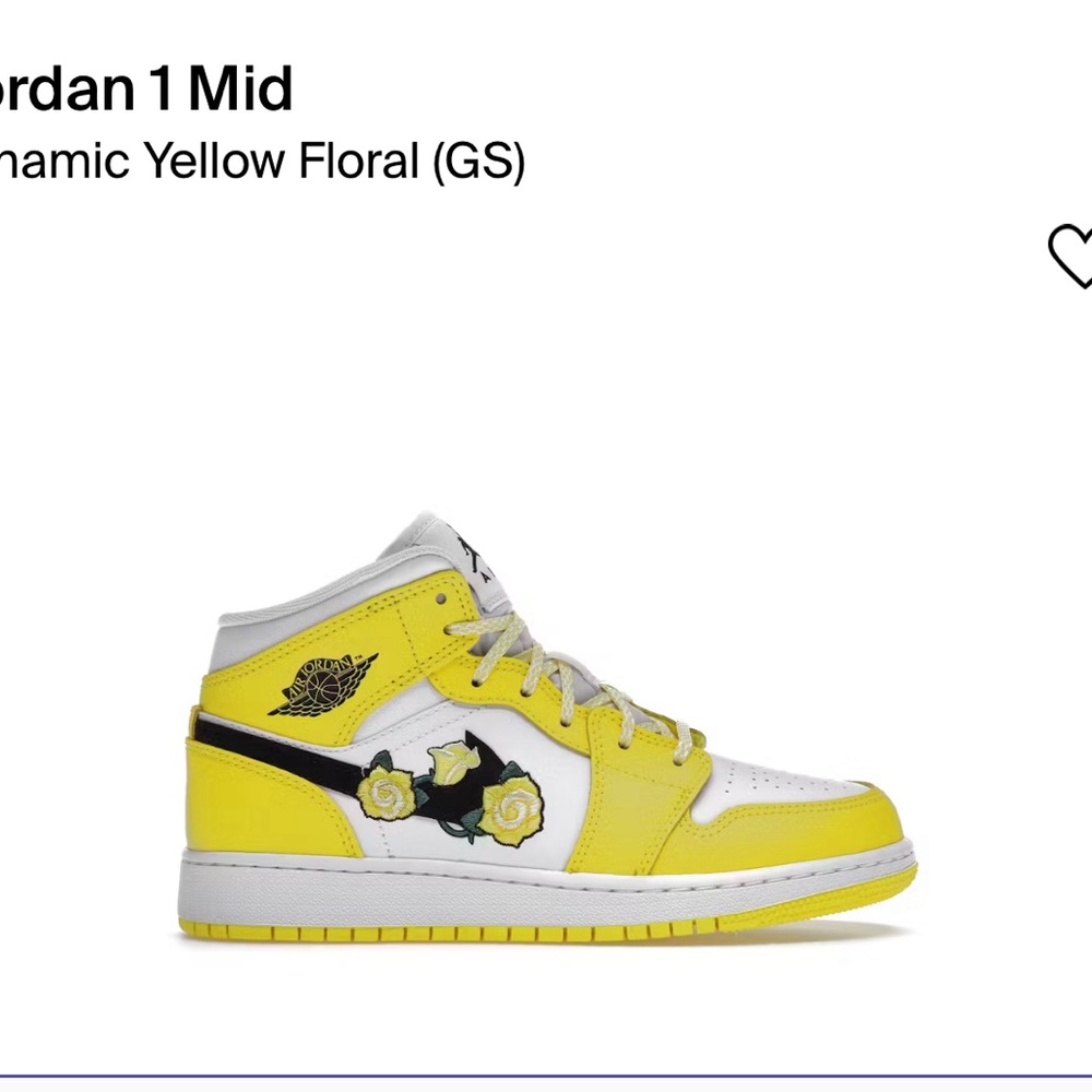 Jordan 1 Mid Dynamic Yellow Floral 5.5Y (Fits 7-7.5 W)